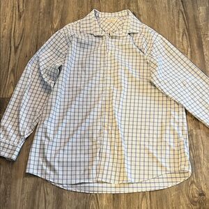 Perry Ellis Blue and White Plaid Shirt